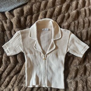 Maniere de Voir Cream Zip Up Top